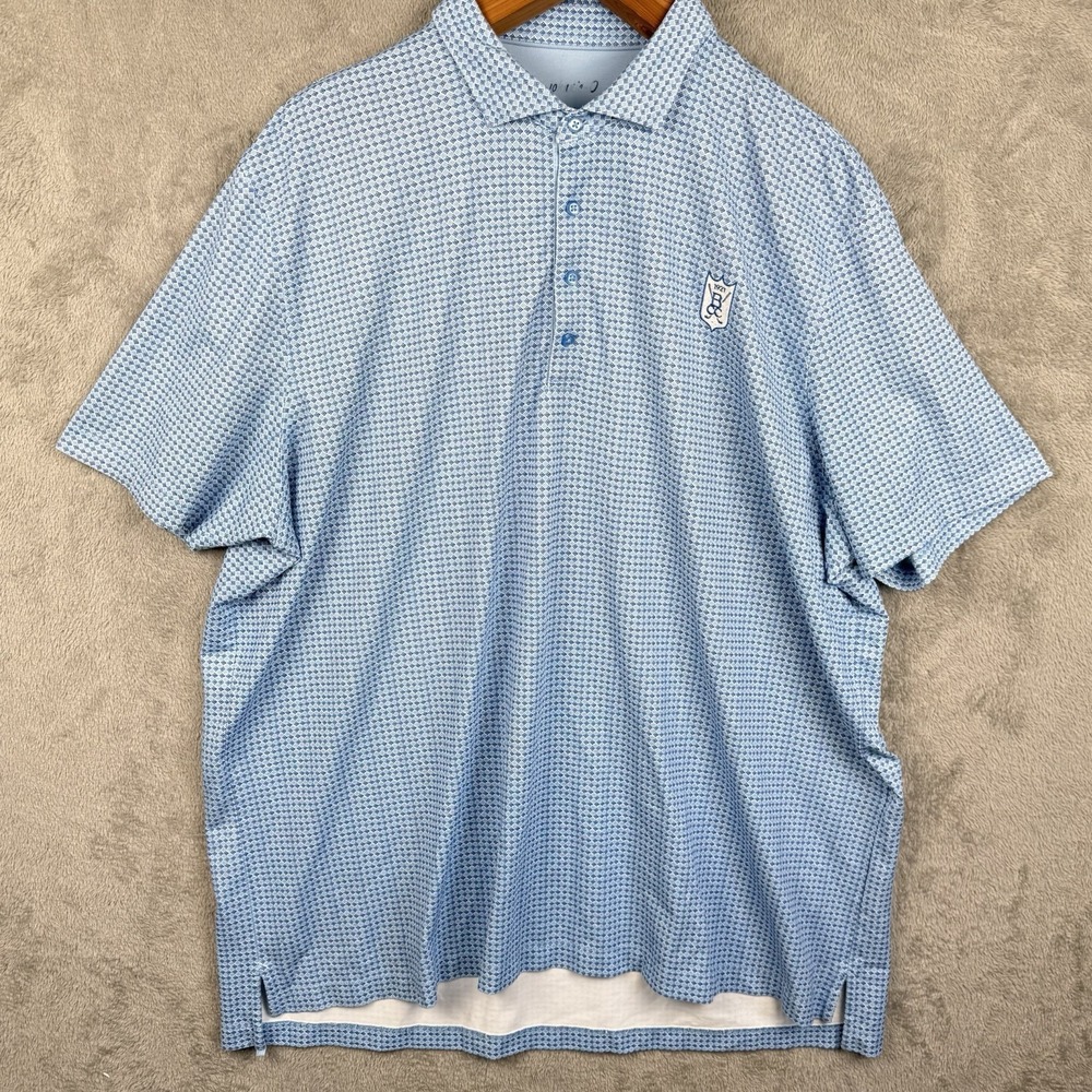 Johnnie-O Polo Beverly Country Club Mens XXL Blue Geometric Performance Preppy